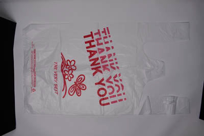 BAG T-SHIRT WHITE THANK 12X7X22 17MIC