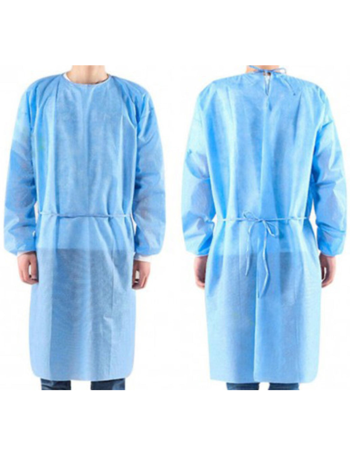 ISOLATION GOWN -BLUE PP WITH KNITTED WRIST