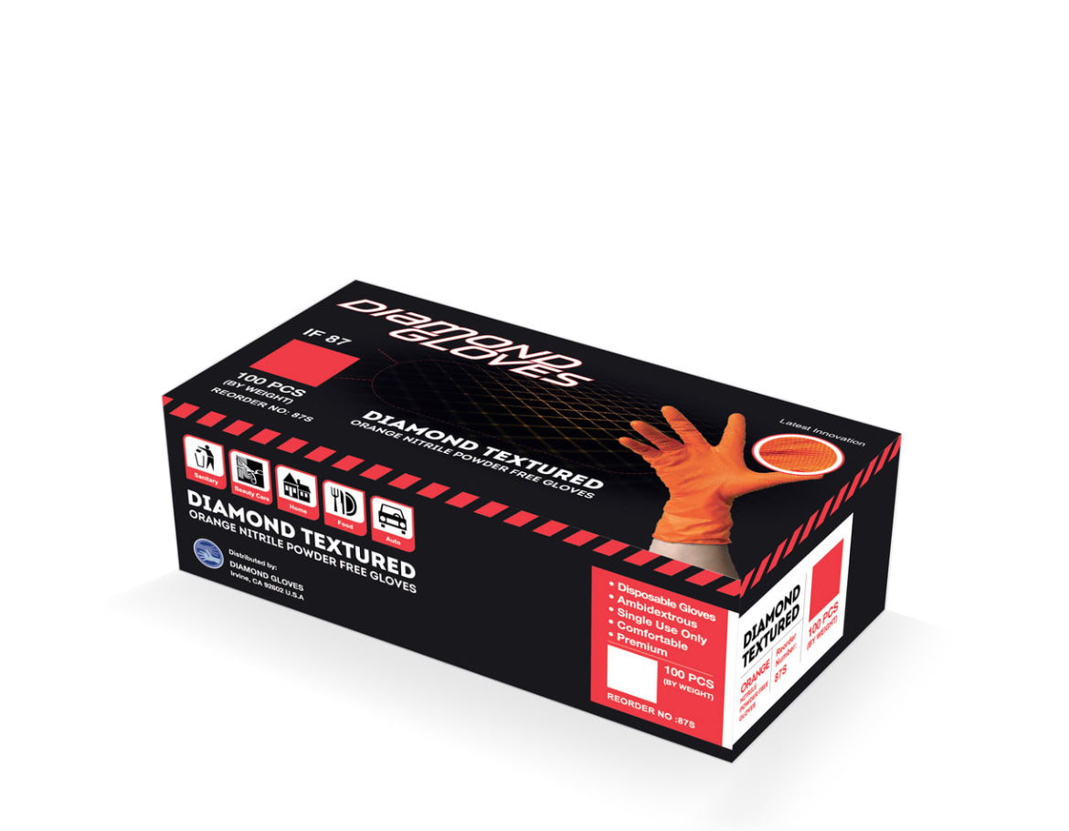 IF87 Industrial Powder Free Orange Nitrile 8.5 mil, 1000/Case