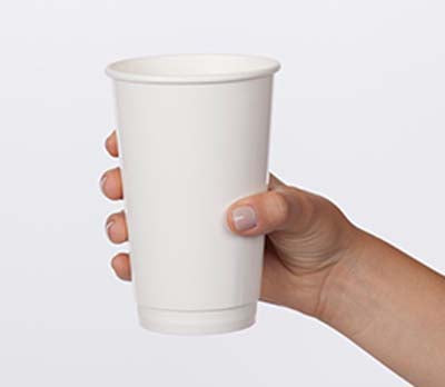 PAPER CUP HOT 16OZ WHITE DOUBLE WALL