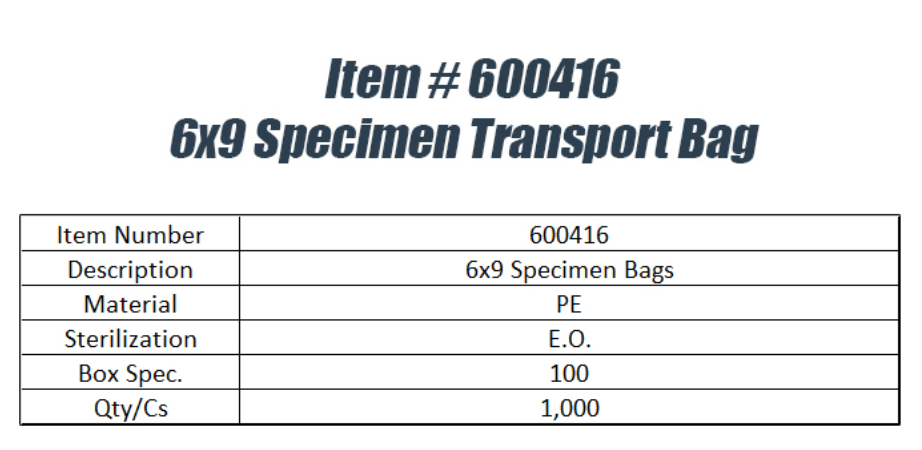 6x9 Specimen Transport Bags