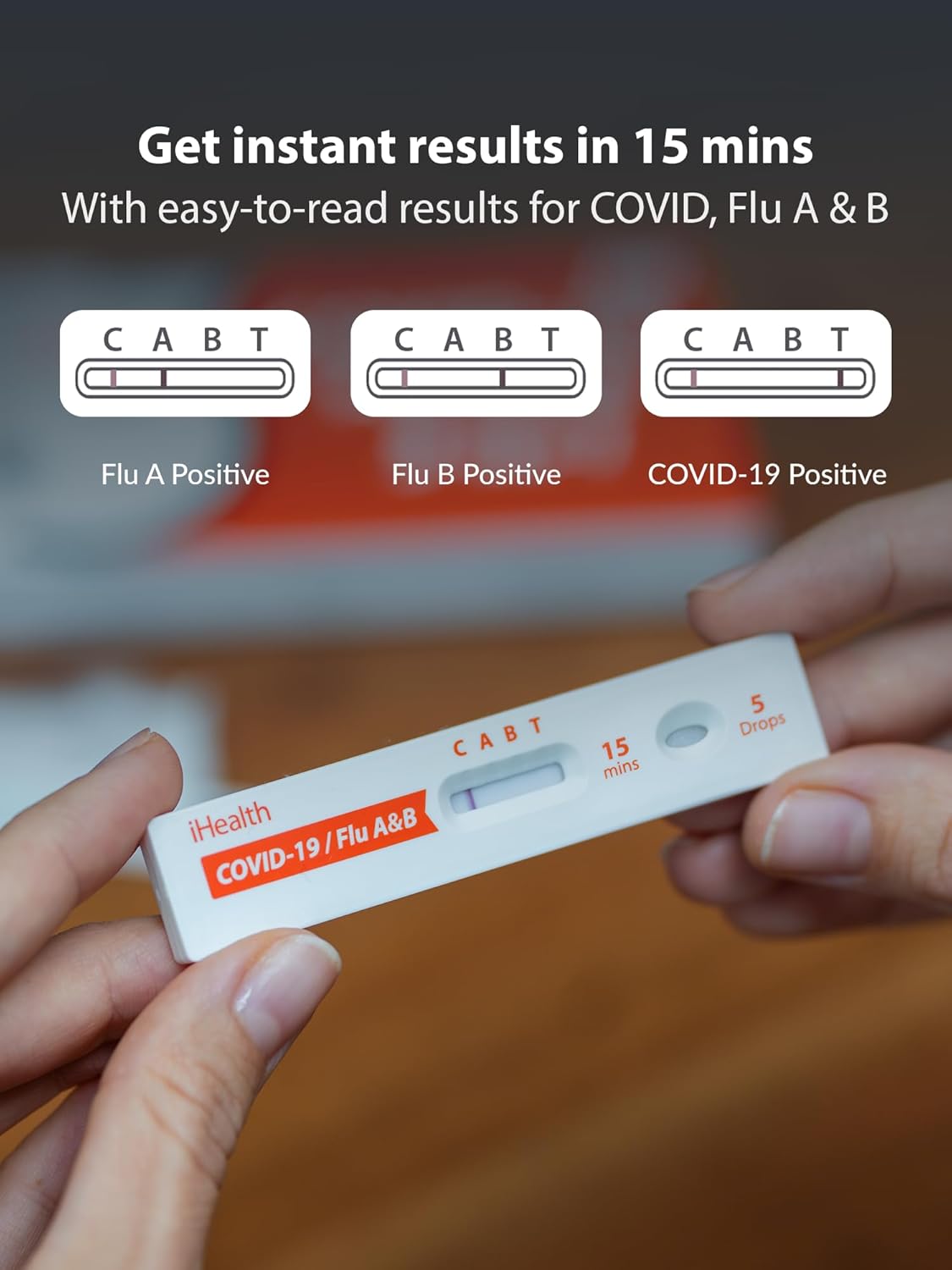 iHealth COVID-19, Flu A&B 3-in-1 Antigen Rapid Test, Results in 15 Minutes, FDA Authorized OTC Flu & COVID Home Test (90 Pack, 180 Tests Total)