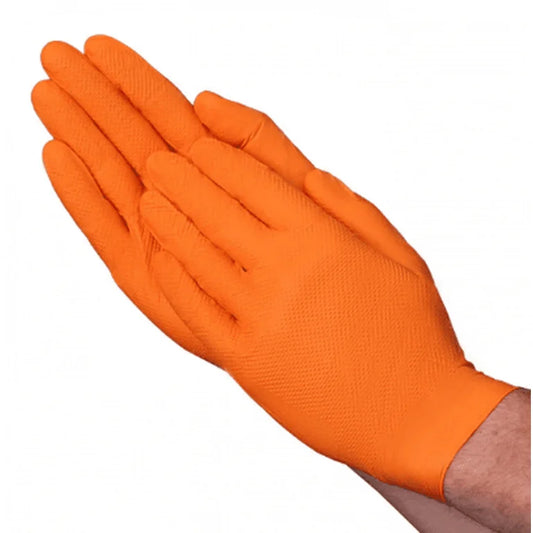 8 Mil Nitrile Industrial PF Heavy Grip Gloves - Orange