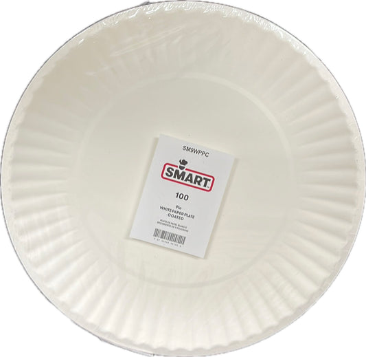 PAPER PLATE 9" ROUND WHITE