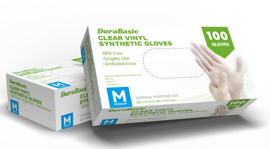 Durabasic Clear Vinyl Synthetic Gloves, 1000 per case