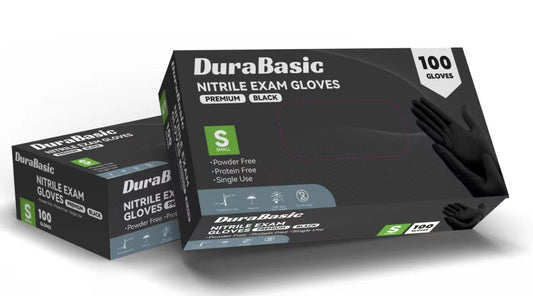 Durabasic Black Nitrile Gloves 5.5 Mil, Textured Fingertips, Disposable, Chemical-Resistant, Latex-Free, Powder-Free, Case Of 1000
