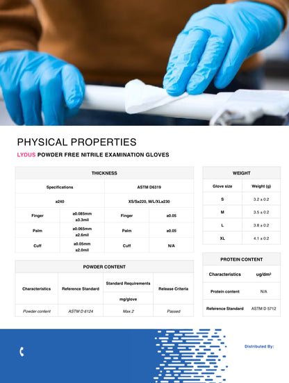 Lydus Nitrile Examination Gloves Powder Free Non-sterile, Blue, Case Of 1000
