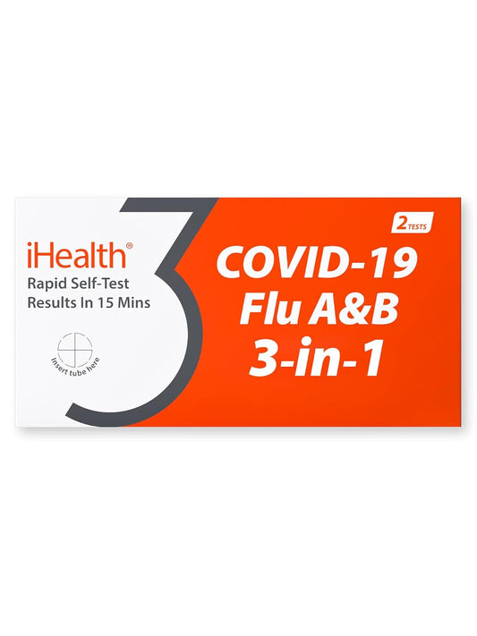 iHealth COVID-19, Flu A&B 3-in-1 Antigen Rapid Test, Results in 15 Minutes, FDA Authorized OTC Flu & COVID Home Test (90 Pack, 180 Tests Total)