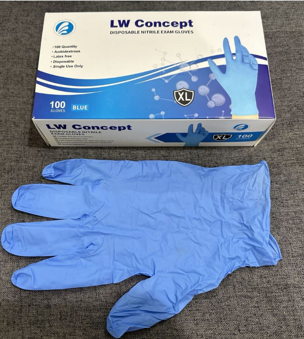 LW Concept 5 mil Blue Nitrile Gloves, Disposable Non-Sterile Latex-Free Powder-Free Glove (1000/case)