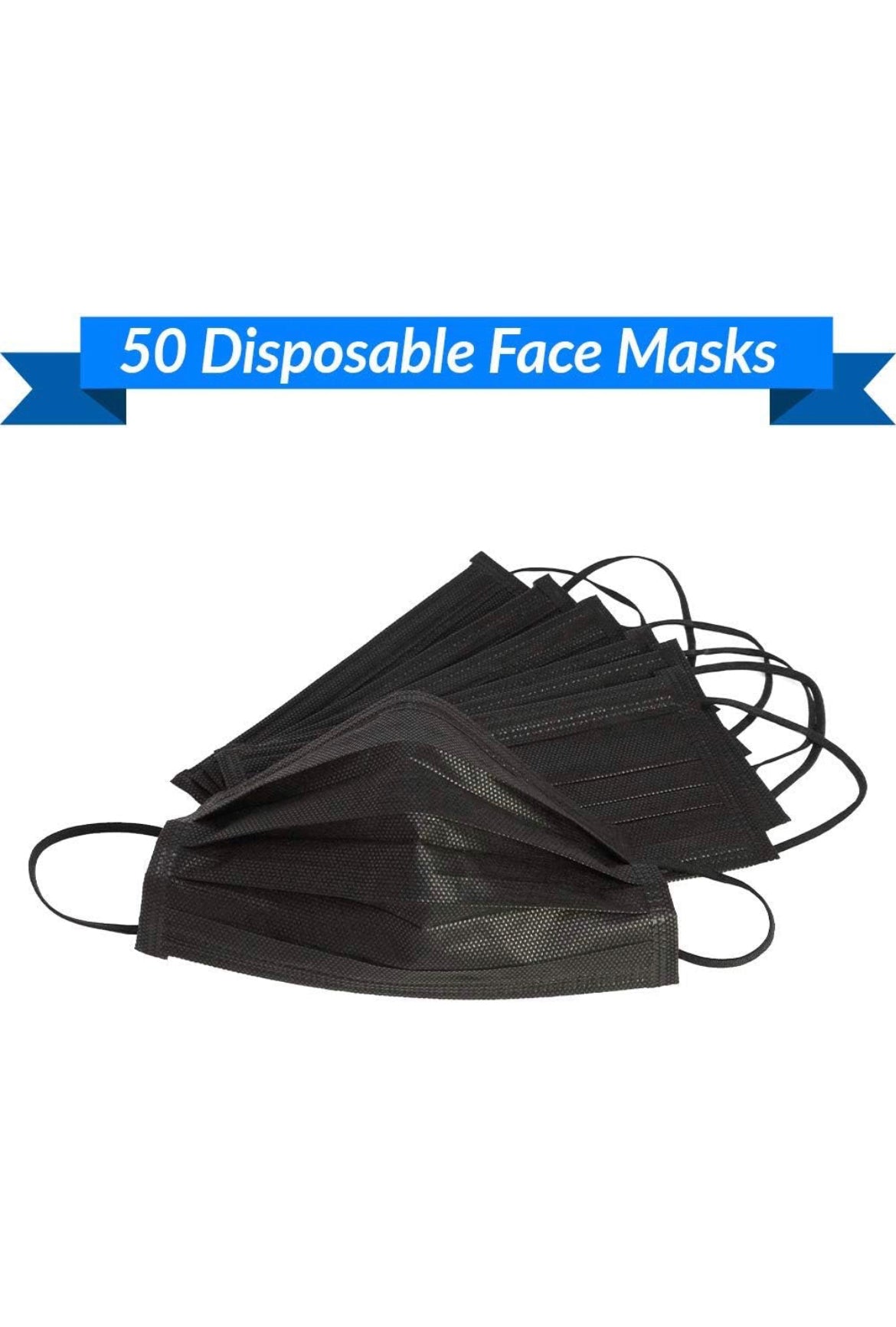 Dr Elson 50 Pack Disposable Face Masks, 3 Ply Filter Protection Black Disposable Face Masks