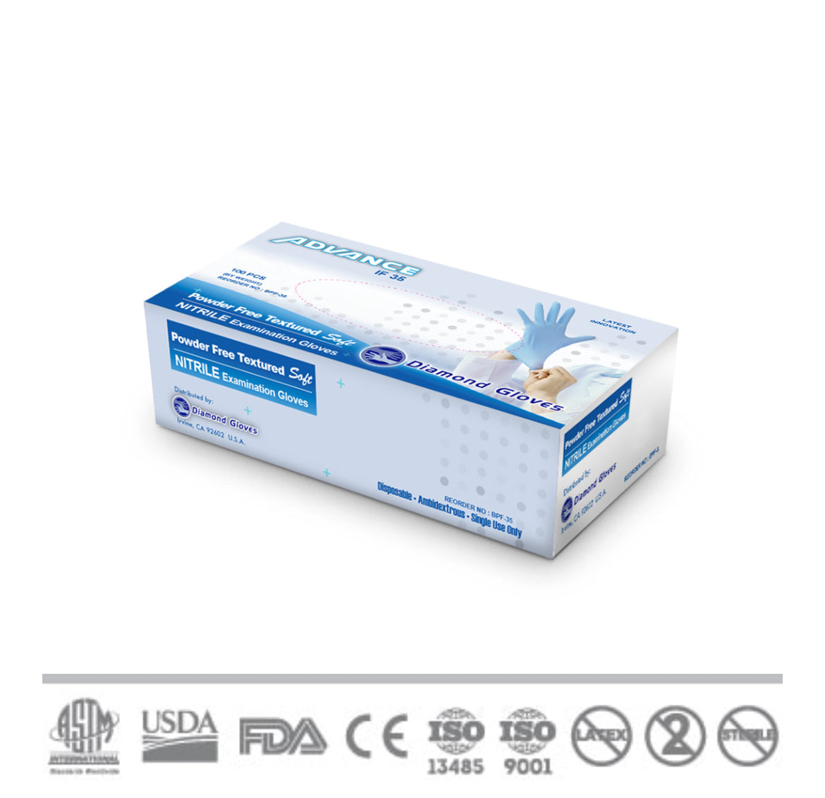 IF35 Exam Powder Free Blue Nitrile (1000/Case)